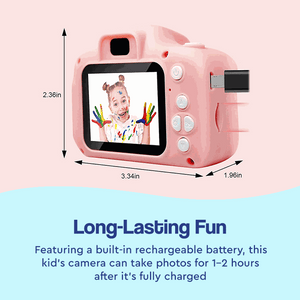 LittleLens Kids Camera pink compact rechargeable toy camera for kids with 2-inch screen and memory card slot
