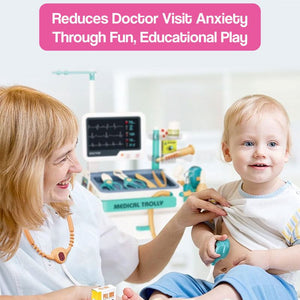 Little Doctor Adventure Play Kit for kids with 26 pieces, lights, sounds, and doctor accessories for imaginative medical play