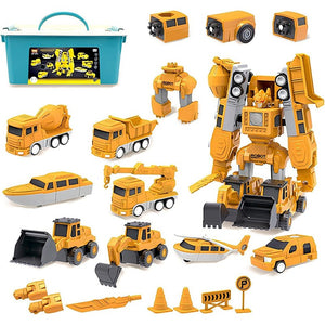 Click & Snap Magnetic Transformer Construction Set with 35 colorful magnetic building pieces and transformable robot design