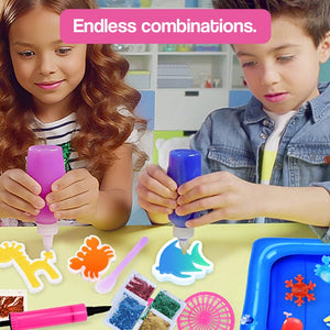 Squishy Friends Magic Gel kit with colorful molds creating glowing sea creatures for kids' creative play