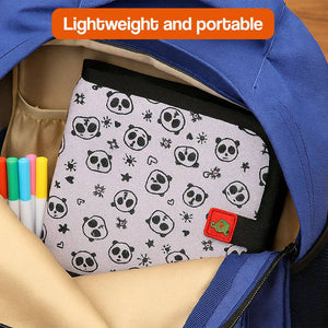 MagicWipe reusable mess-free drawing book for kids with colorful pens and cleaning wipes