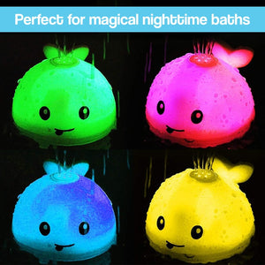 Ocean Adventure 4-in-1 Bath Play Bundle with light-up whale, foaming shark, surprise egg, and wind-up swimming turtles for kids' sensory bath play