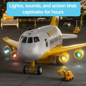 Little Hero Command Center jumbo airplane toy with lights, sounds, ramp launcher, and rescue vehicles for kids ages 2 and up
