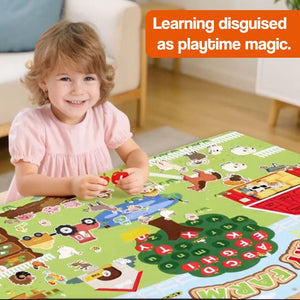 FarmPlay Velcro Learning Board duo with colorful felt farm animals and letters on two large boards for toddlers learning through play