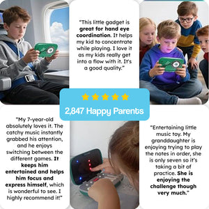 MusiQ Rhythm Master piano game for kids enhancing hand-eye coordination and rhythm skills with light-up gameplay and multiplayer mode