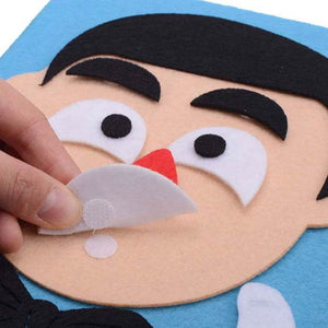 Kids facial expression recognition DIY puzzle board set with removable fabric pieces for developing social skills in children