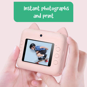 Pets Instant Print Kiddies Camera with dual lenses and instant photo printing in a colorful silicone case