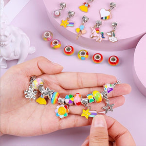 Kids Bracelet-Making Kit with colorful beads and charms for creative jewelry crafting