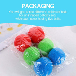 Reusable water inflated cotton balls in red, blue, and green for outdoor kids' water play set