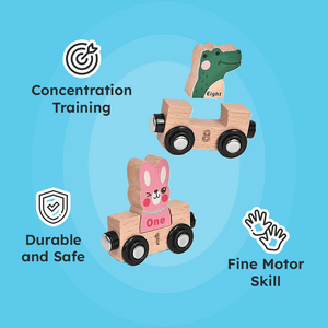 Wooden Animals & Numbers Magnetic Train Set