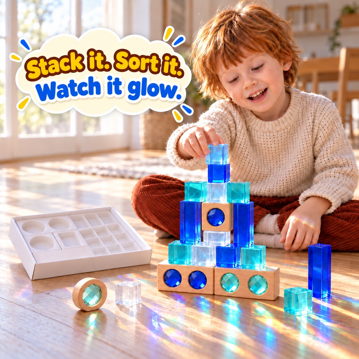 Translucent Acrylic Jewel Building Blocks – for kids ages 3–9