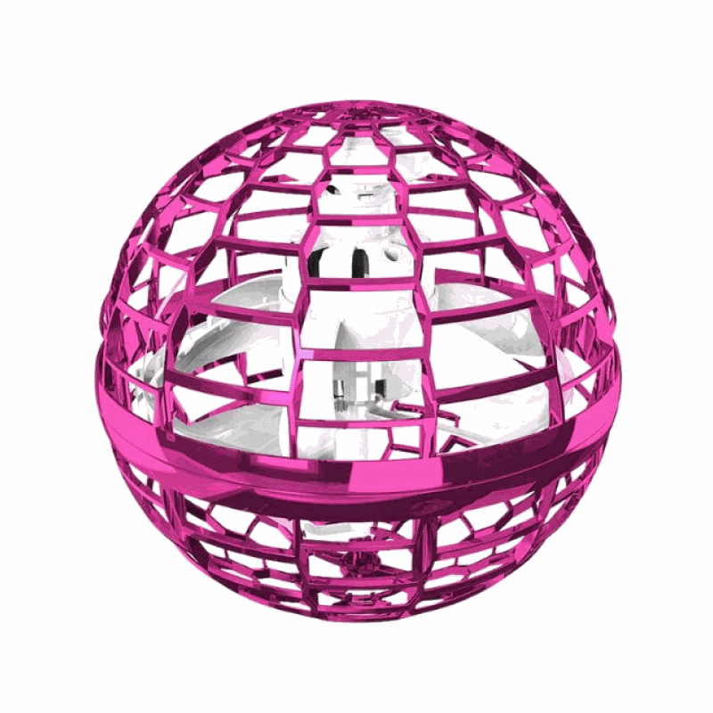 Galaxy Lights Flying Magic Orb toy in purple cage design with LED lights and drone technology for kids.