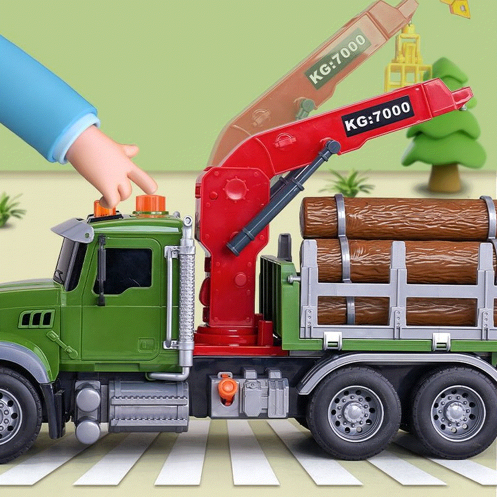 Oversized Timber Transport Toy Truck with Crane