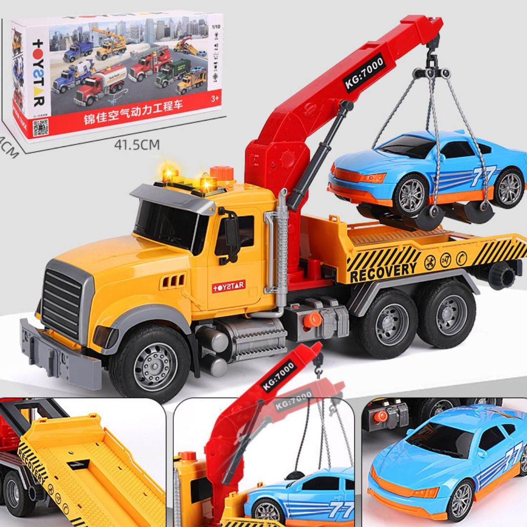 Oversized Timber Transport Toy Truck with Crane