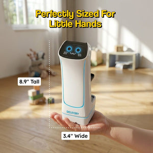 SnackBot Delivery Robo-Kitty toy with LED cat-face, remote control, and cargo tray for snacks and small toys