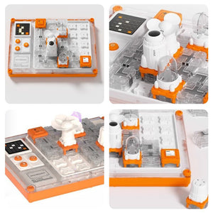 STEM circuit puzzle board educational toy with astronaut figure, fan, projector, and 500 built-in puzzles for kids ages 3+