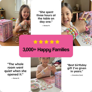 My Little Royalty Jewelry gift box with 1,600+ beads and clip-on earrings for kids aged 4+ in holographic ribbon-tied packaging