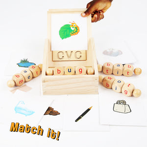 Wooden Rotation CVC Block Letters Teaching Toy