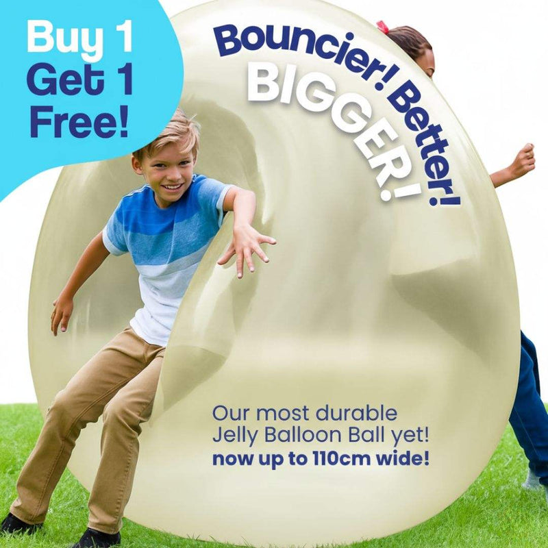 Kids playing with giant jelly balloon ball outdoors, inflatable durable outdoor toy, buy 1 get 1 free promotion