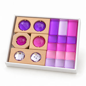 Translucent Acrylic Jewel Building Blocks in pink – for kids ages 3–9
