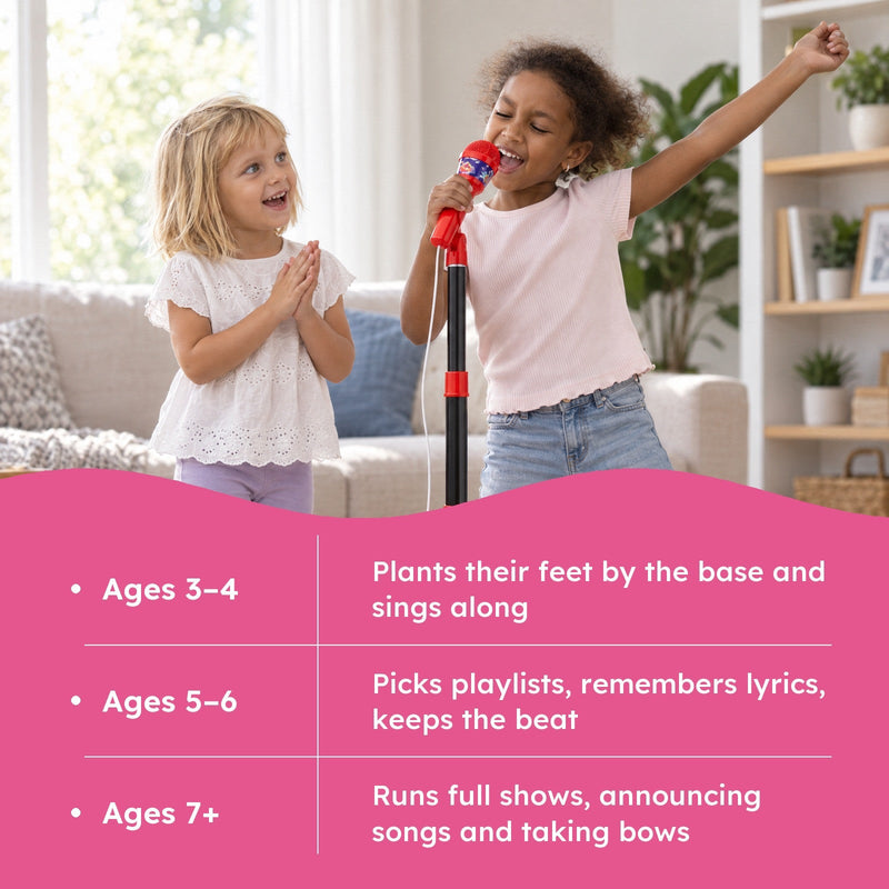 Kids Light-Up Karaoke Microphone with Adjustable Stand