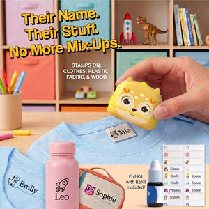 TinyStamper customized name stamp with waterproof ink for kids' belongings