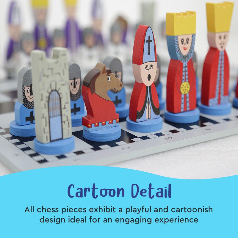 Educational Wooden Cartoon Chess Set - Halloween Collection