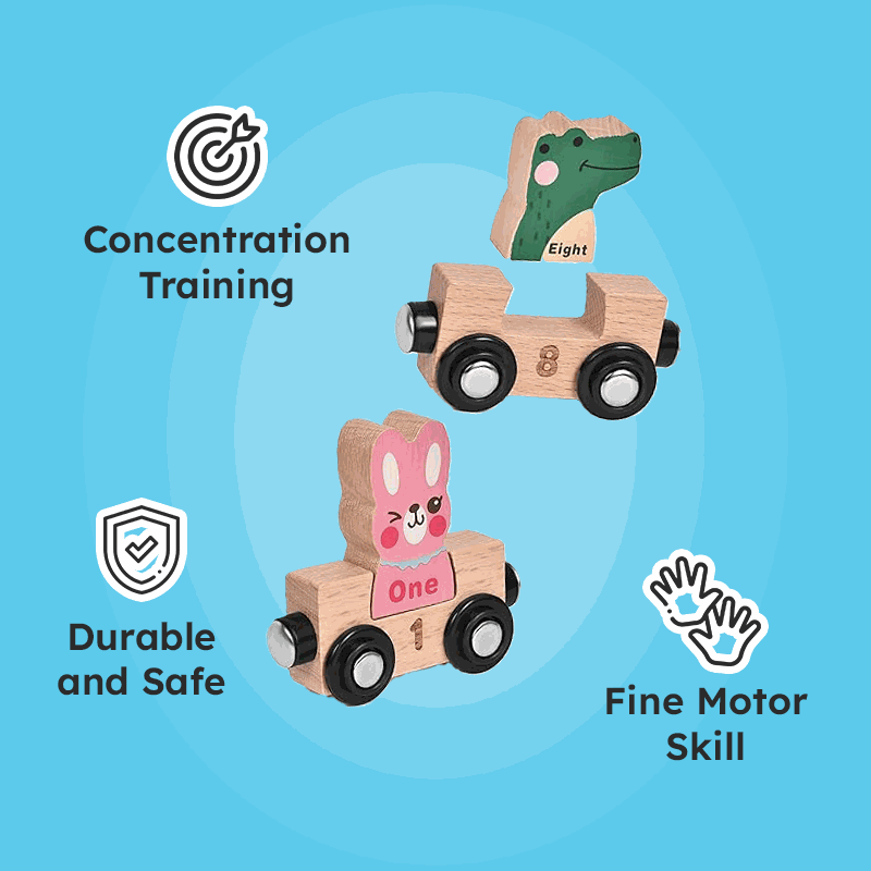 Wooden Animals & Numbers Magnetic Train Set